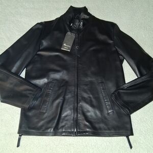 Gallotti Classic Black Leather Jacket for Men New